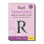 Rael Organic Cotton Tampons with Long Applicators - Regular -- 16 Tampons -  Vitacost