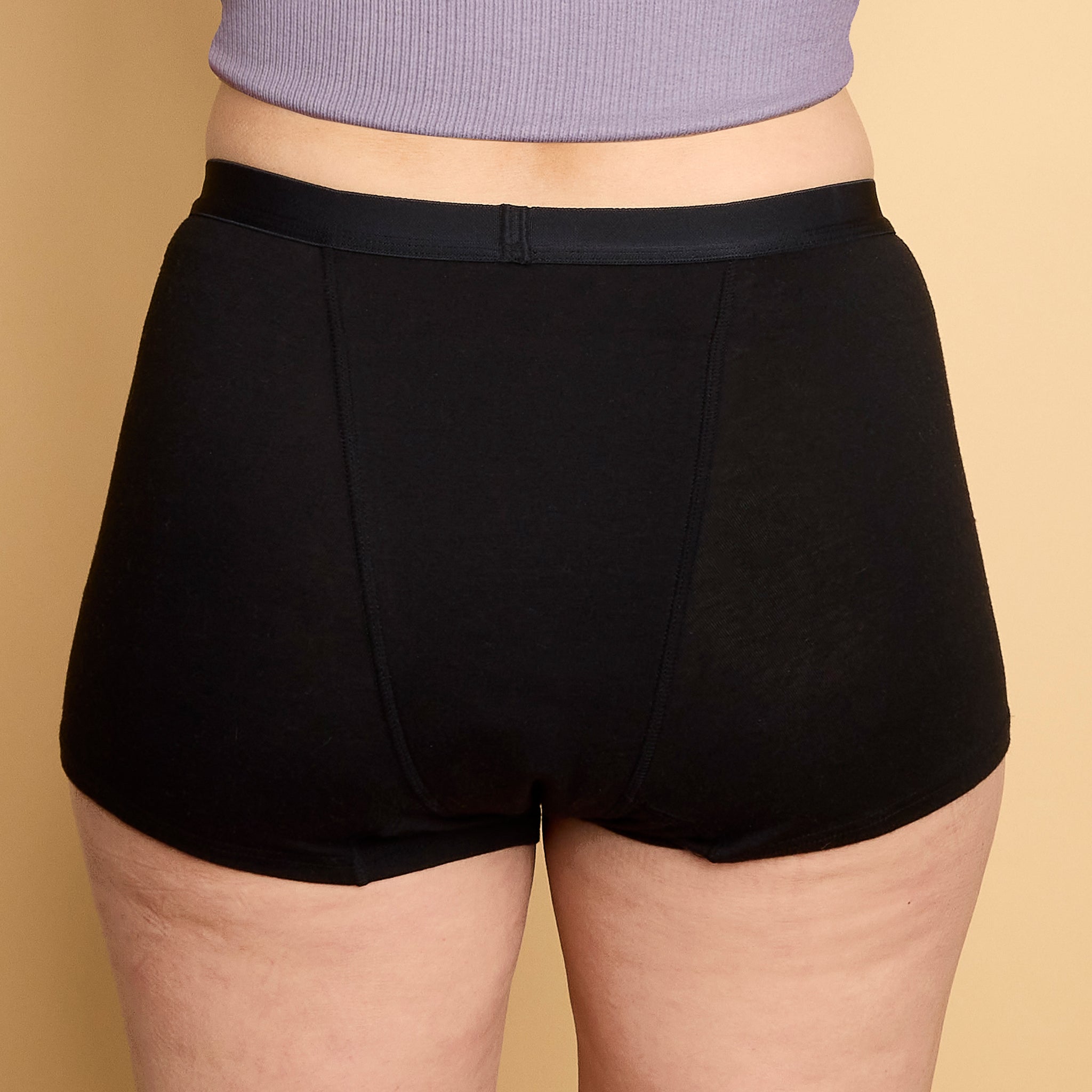 Female Solid Period Panties Boy Shorts Black Underwear XXXXL 