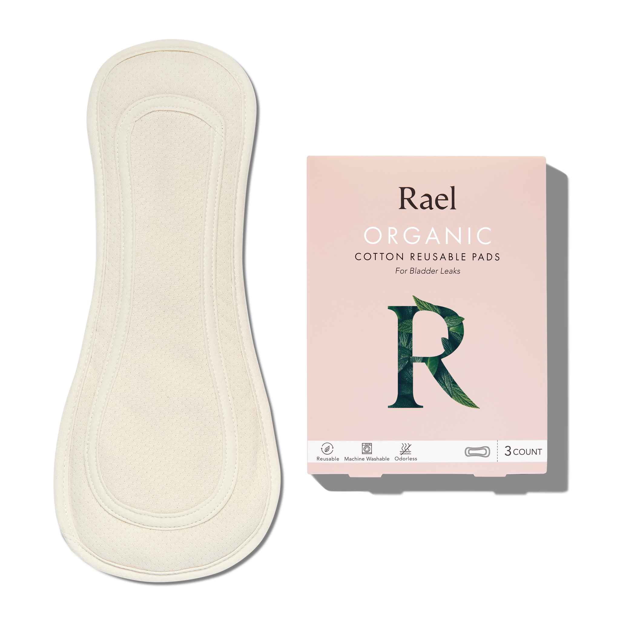 Rael, Inc., Organic Cotton Reusable Pads, 3 Count