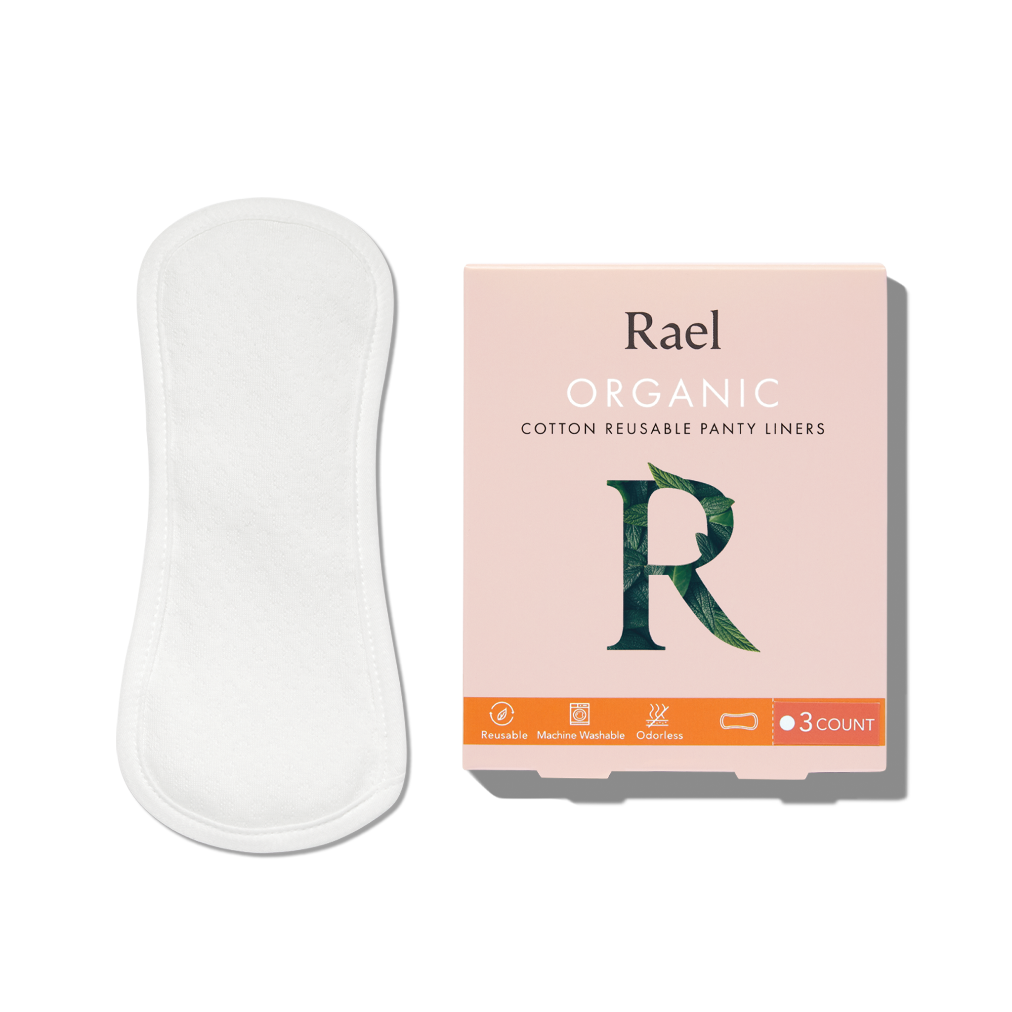 Rael Organic Cotton Long Panty Liners, 40ct - Unscented, Chlorine Free,  Pantiliners - Natural, Daily Pantyliners
